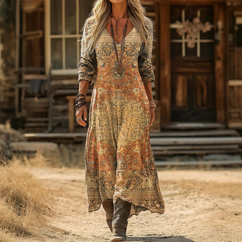Janine - Casual Long Sleeve Dress with Vintage Inspiration