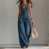 Freya - Casual Denim Wide Jumpsuit