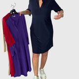 Alexandra - Solid V-Neck Dress