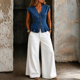 Willa - V-Neck Denim Top