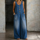 Genevieve - Vintage Washed Cotton Denim Overalls
