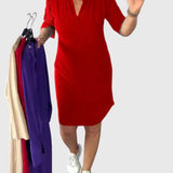 Alexandra - Solid V-Neck Dress