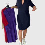 Alexandra - Solid V-Neck Dress