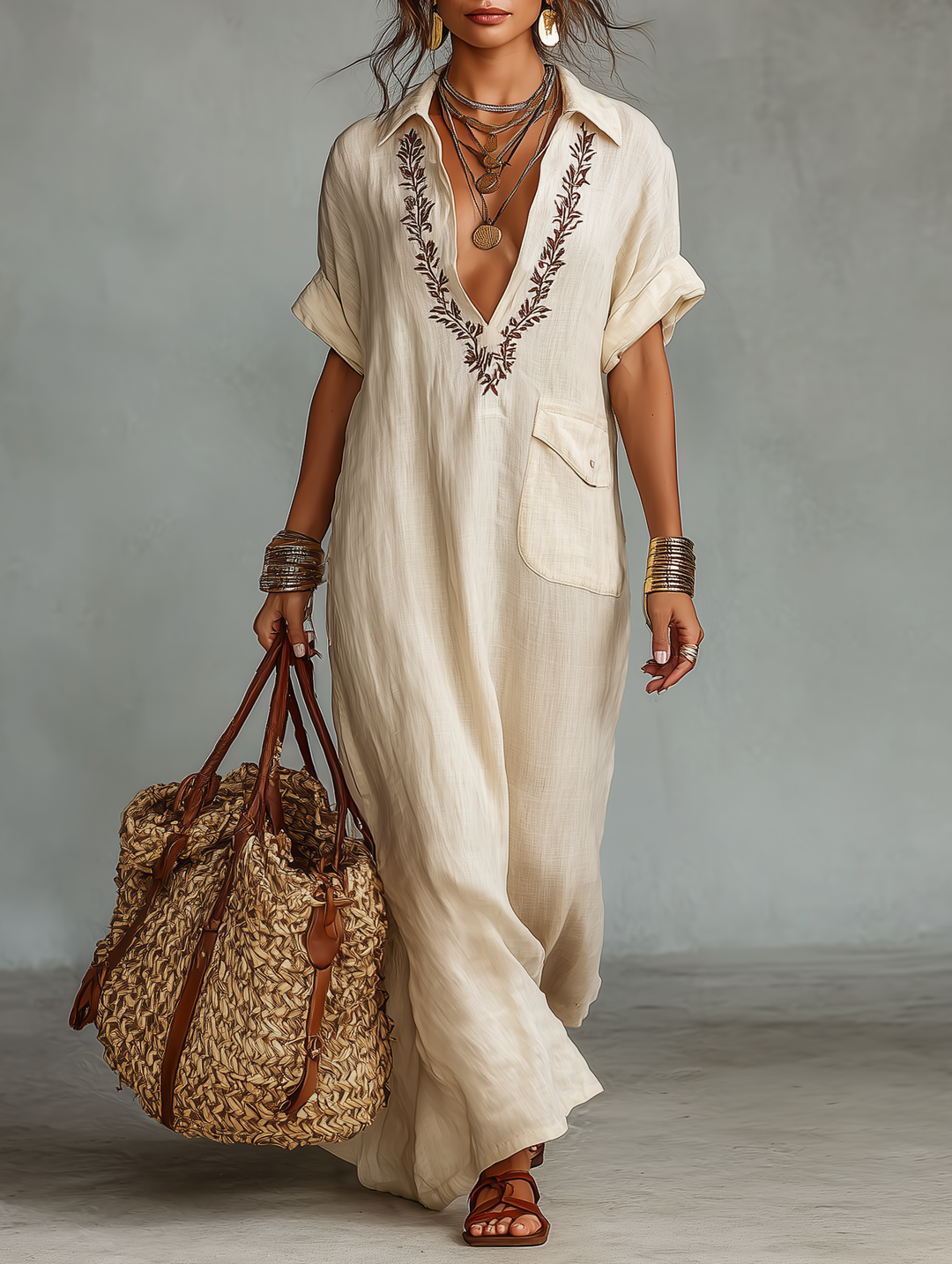 Aaliyah - Embroidered Shirt Dress