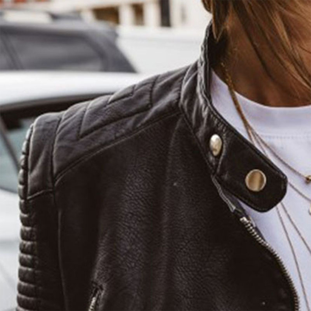 Lily - Timeless Structured Zip-Up Vegan Leather Jacket