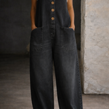 Genevieve - Vintage Washed Cotton Denim Overalls