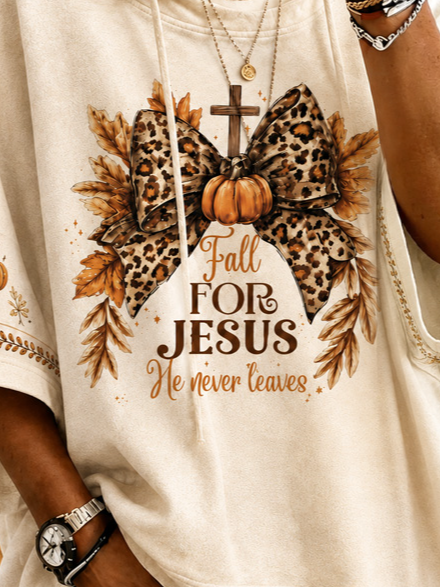 Janine | Halloween Fall Letter Pumpkin Print Half Sleeve Loose Hoodie
