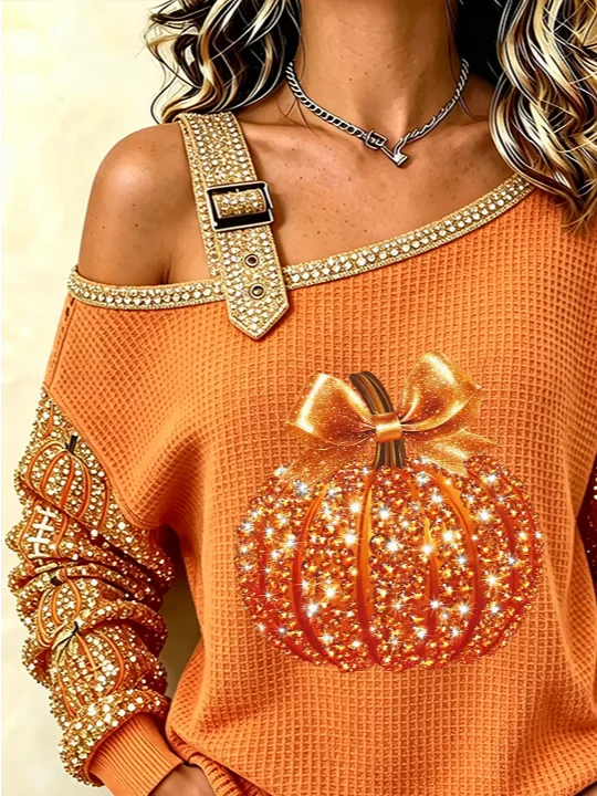 Isabel | Halloween-Inspired (pumpkin) Asymmetrical Long Sleeve Sweatshirt