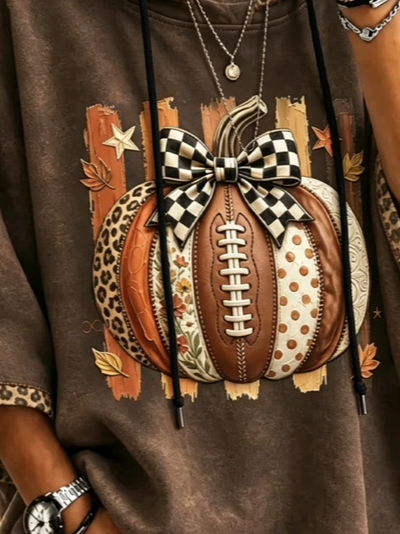 Jessica | Halloween Casual Pumpkin Pattern Hoodie Half Sleeve Hoodie