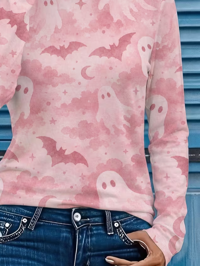 Amara | Halloween-Inspired Round Neck Long Sleeve T-shirt