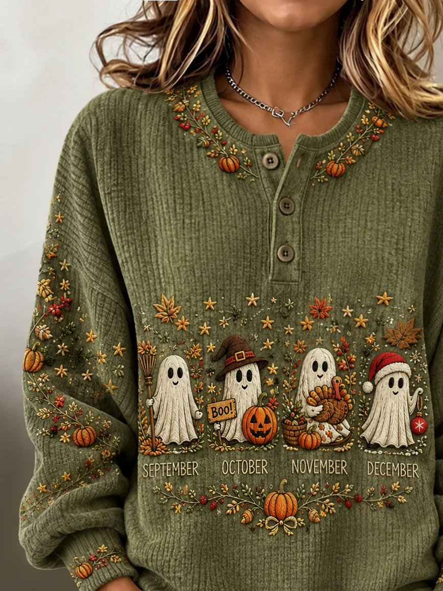 Lorraine | Halloween-Inspired Round Neck Long Sleeve Sweatshirt
