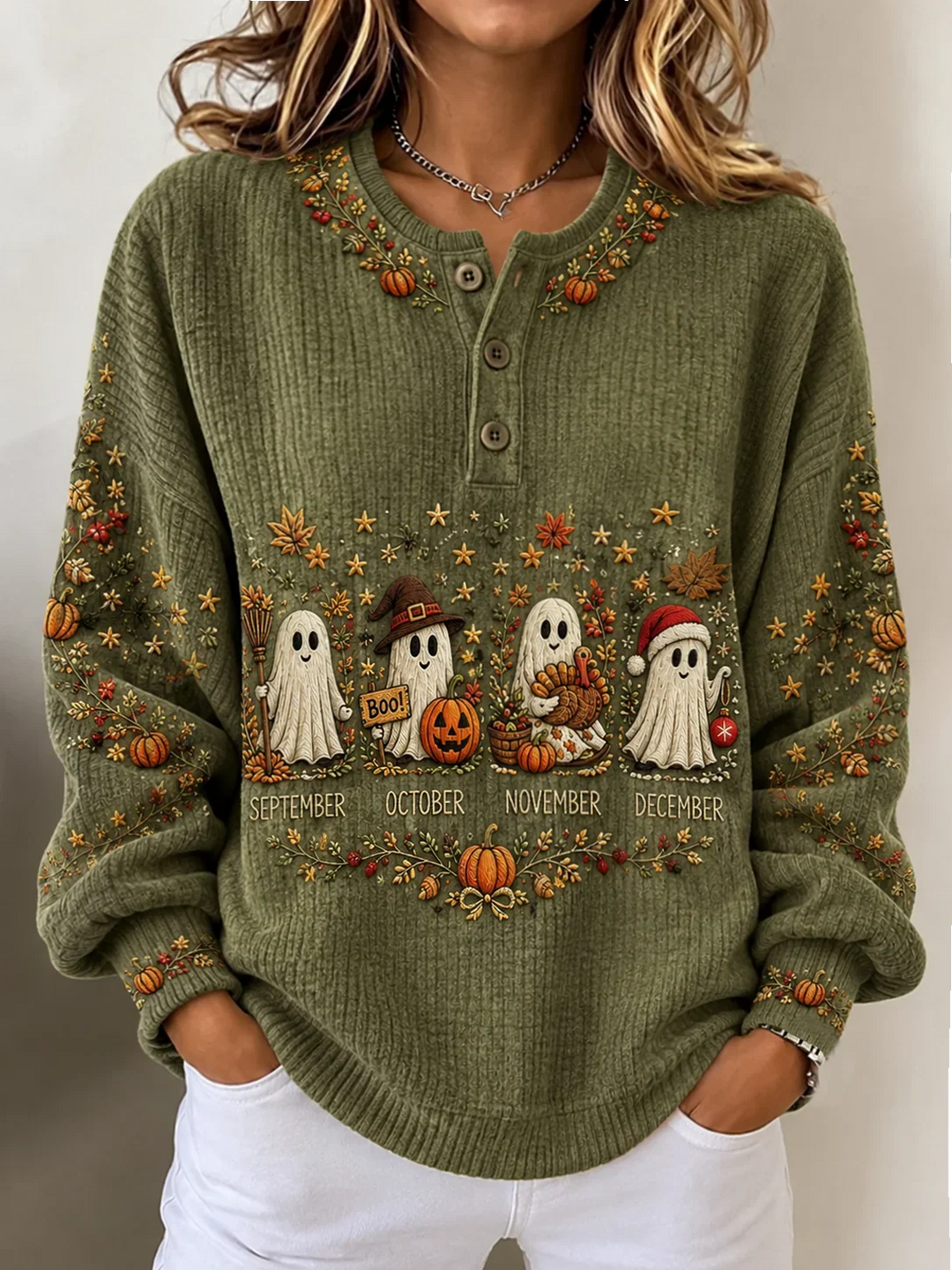 Lorraine | Halloween-Inspired Round Neck Long Sleeve Sweatshirt