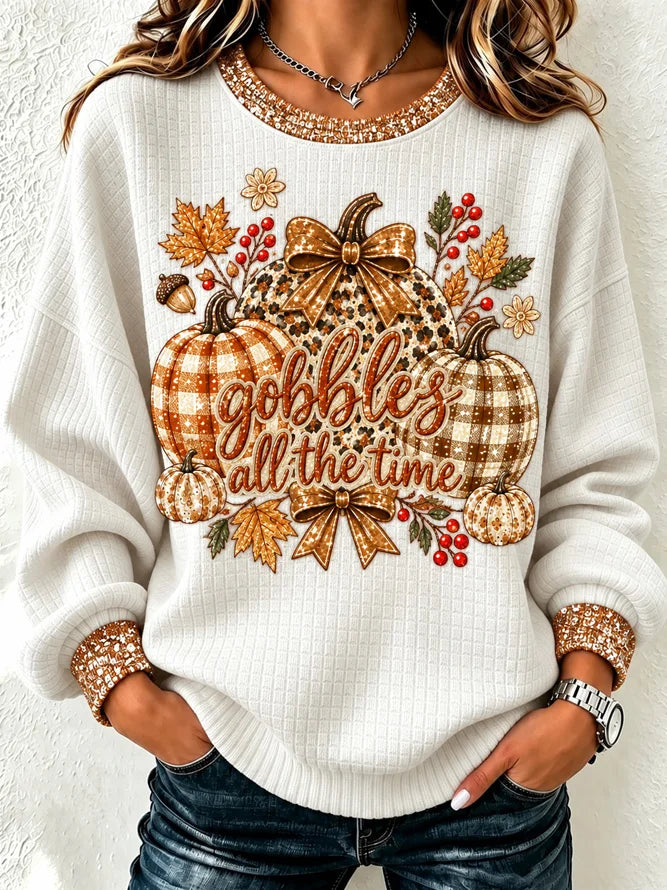Marcella | Halloween Casual Pumpkin Pattern Round Neck Long Sleeve Sweatshirt