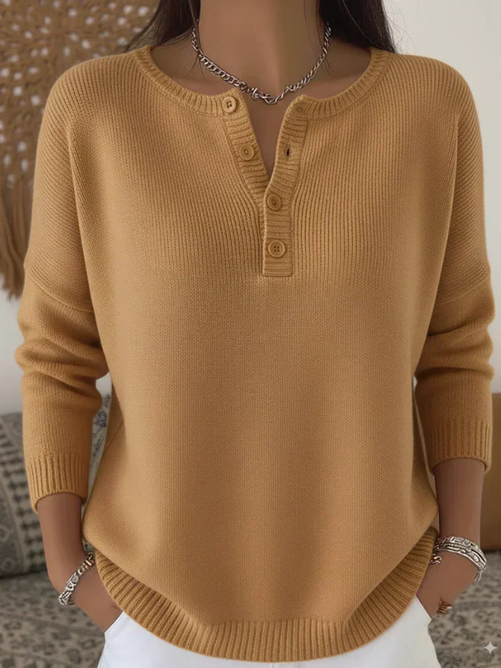 Carol | Henley Button Knit Sweater