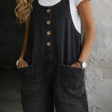 Genevieve - Vintage Washed Cotton Denim Overalls