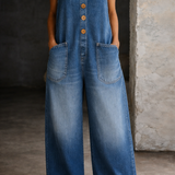 Genevieve - Vintage Washed Cotton Denim Overalls