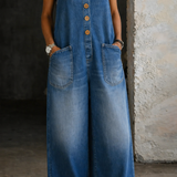 Genevieve - Vintage Washed Cotton Denim Overalls