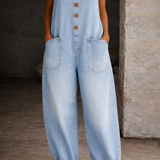 Patricia - Vintage Washed Cotton Denim Overalls
