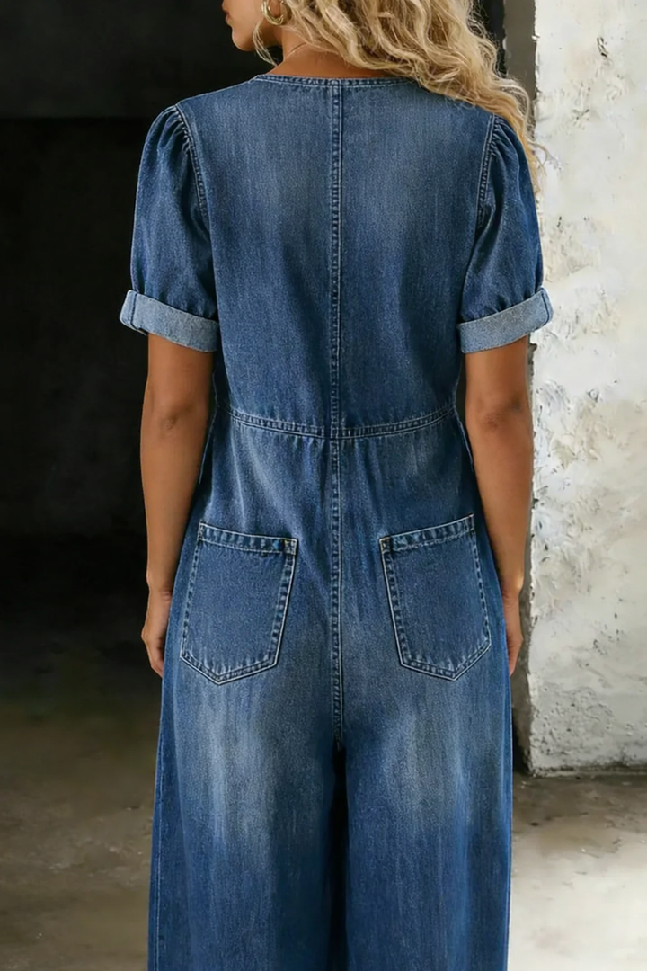 Sophie - Short Sleeve Jumpsuit with V-Neck