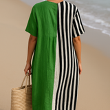 Cassidy - Vibrant Green Dress with Black Stripes