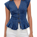 Willa - V-Neck Denim Top