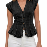 Willa - V-Neck Denim Top