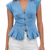 Willa - V-Neck Denim Top