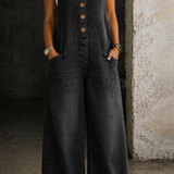 Genevieve - Vintage Washed Cotton Denim Overalls