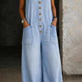 Genevieve - Vintage Washed Cotton Denim Overalls