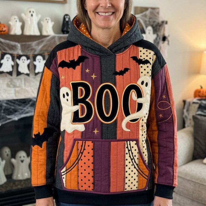 Playful Ghost Patchwork Hoodie