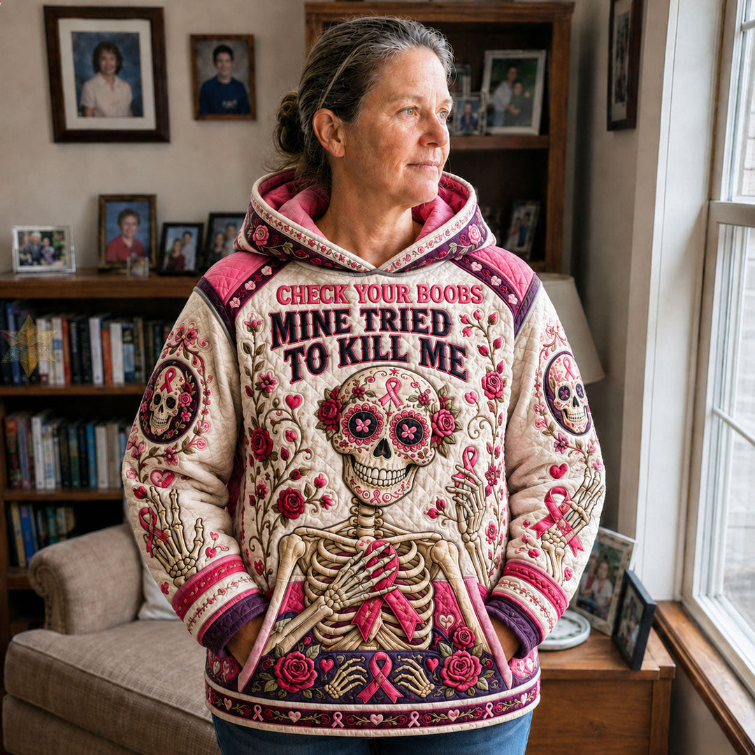 Pink Ribbon Skeleton Hoodie