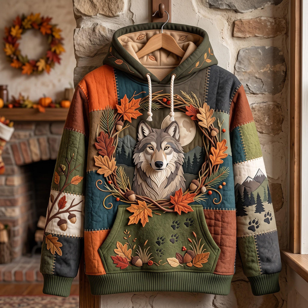Woodland Autumn Wolf Hoodie