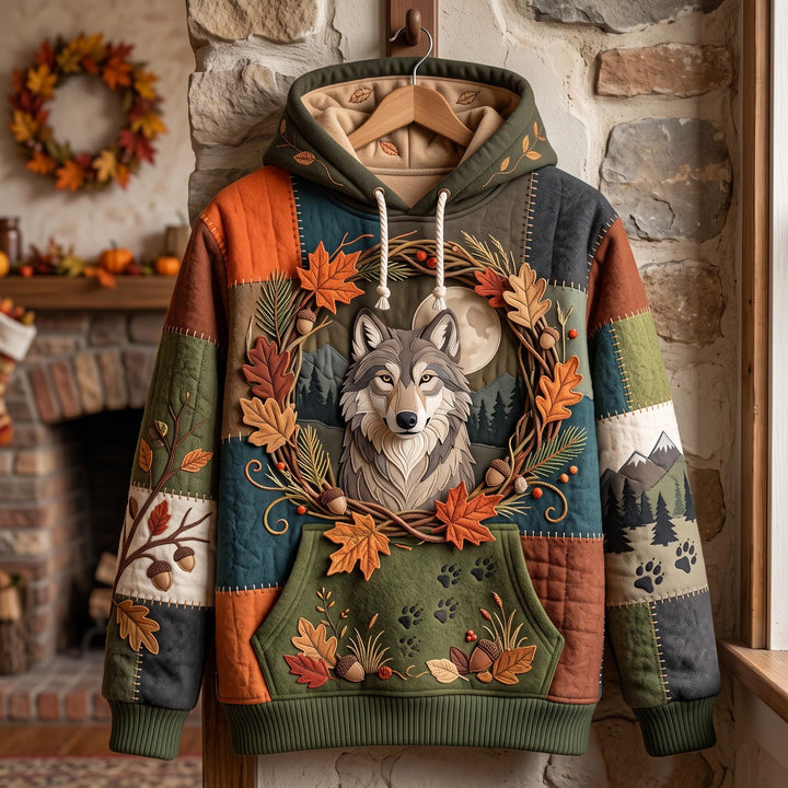 Woodland Autumn Wolf Hoodie