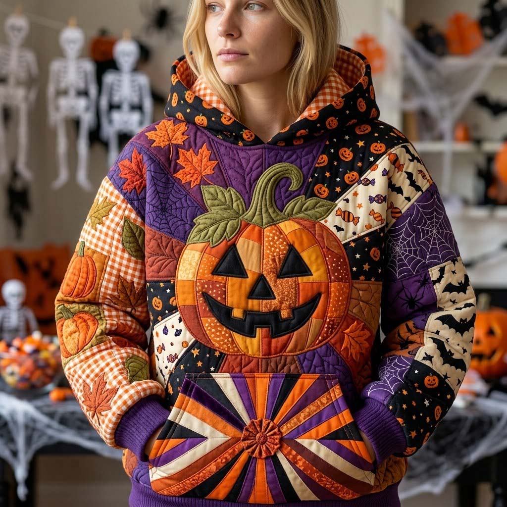Midnight Halloween Patchwork Hoodie