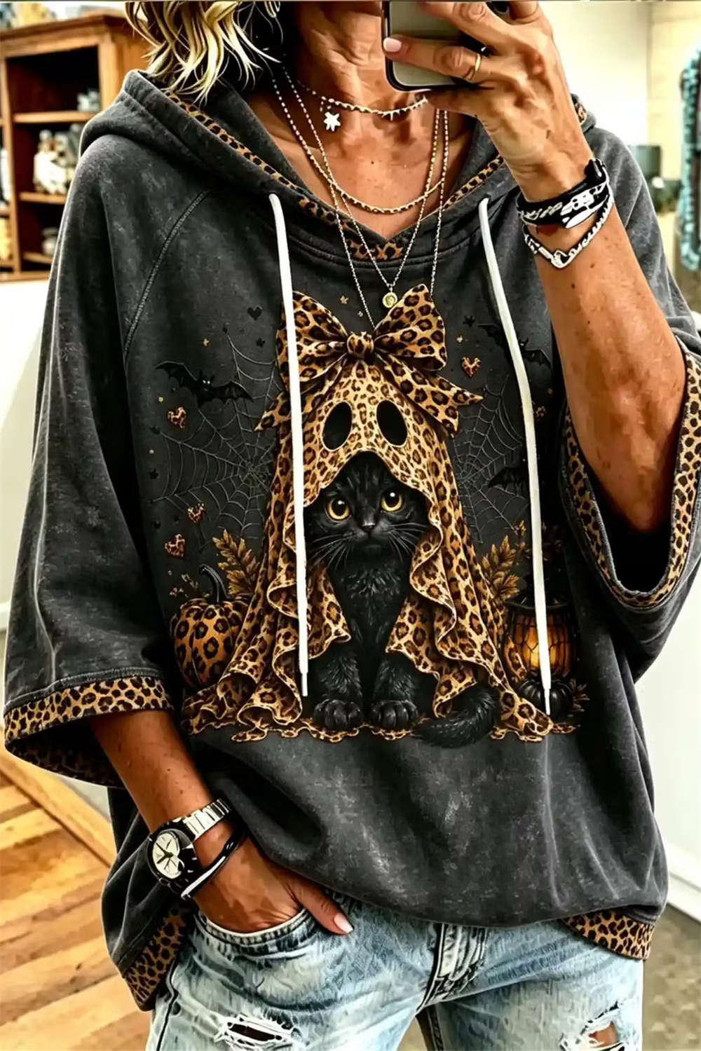 Melody Cat, bat & spiderweb hoodie