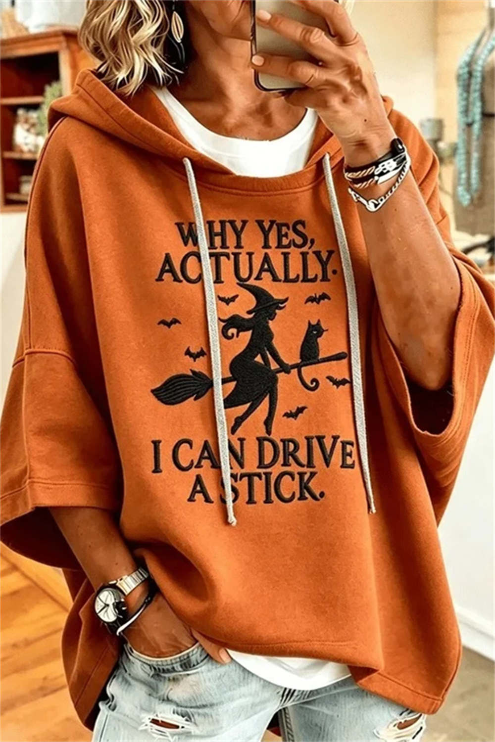 Chloe | Halloween-Inspired Orange Witch Hooded Hoodie