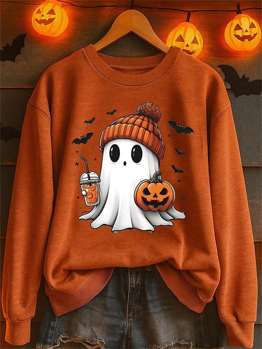 Astrid | Halloween-Inspired Print Round Neck Long Sleeve Loose Sweatshirt