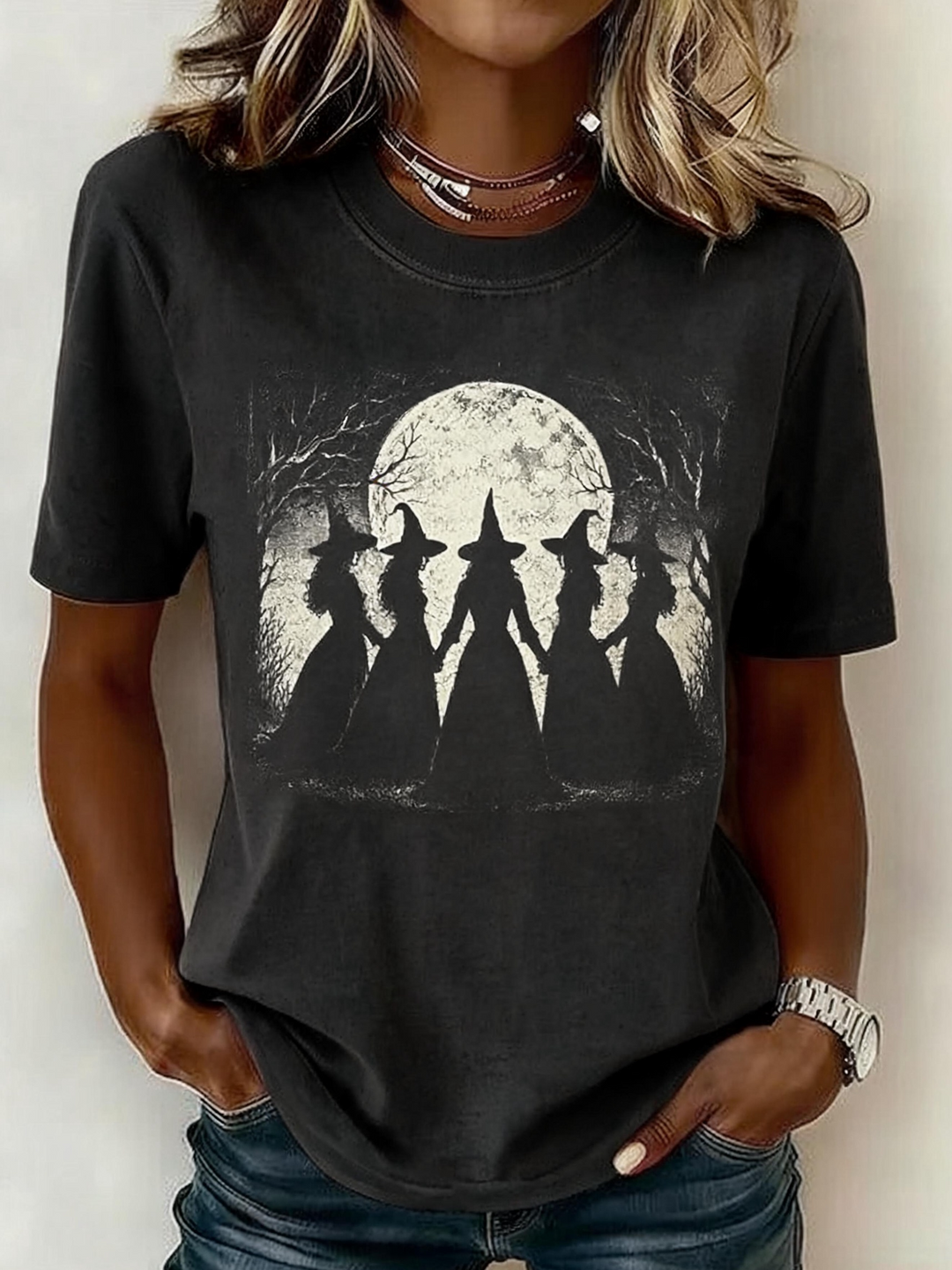 Stella | Halloween-Inspired Round Neck Short Sleeve T-shirt