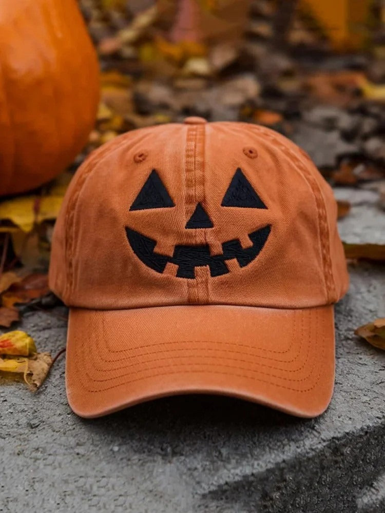 Scarlett | Autumn Halloween-Inspired Ghost Smiling Face Printed Baseball Hat