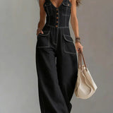 Freya - Casual Denim Wide Jumpsuit