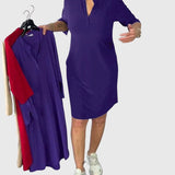 Alexandra - Solid V-Neck Dress