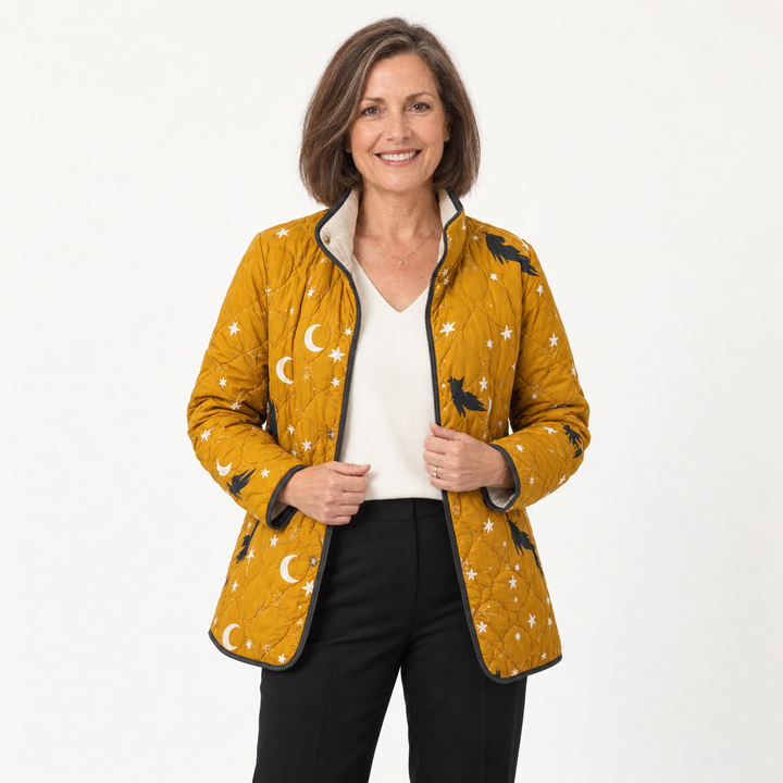 Savannah - Cat and Star Print Quilted Jacket