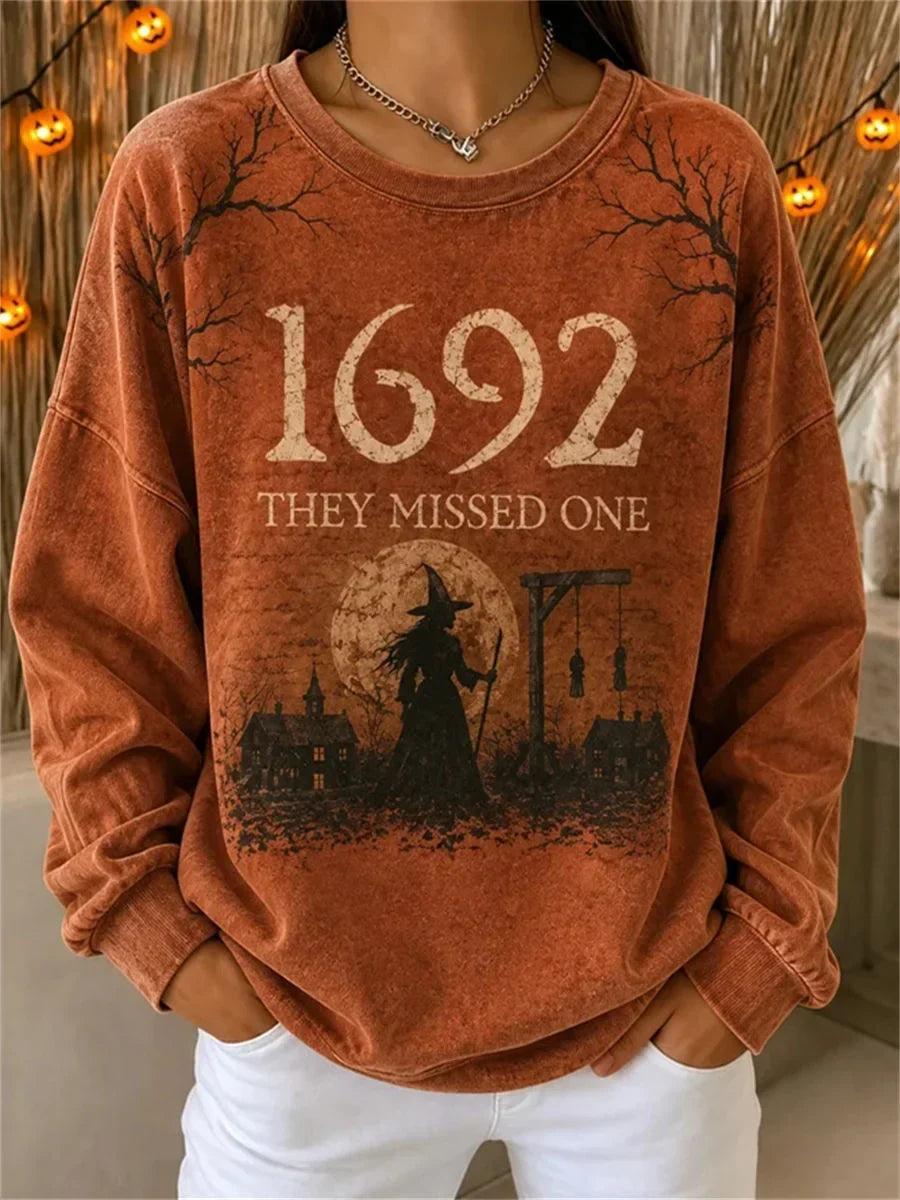 Selena | Halloween-Inspired Round Neck Long Sleeve Sweatshirt