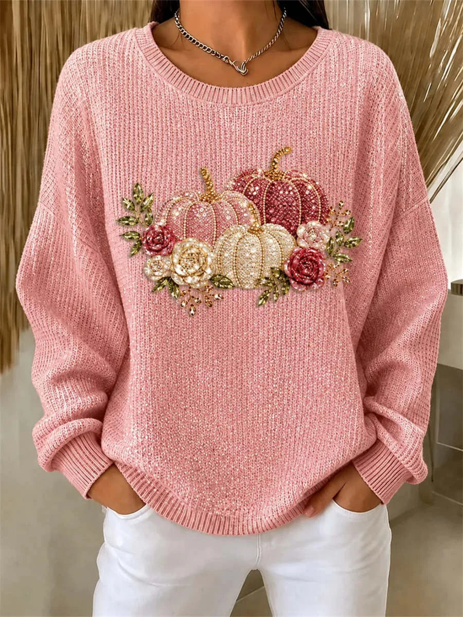 Lavinia | Halloween Casual Floral Round Neck Long Sleeve Sweatshirt