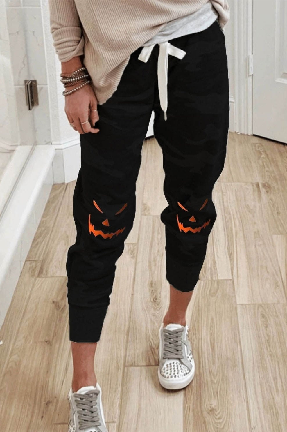 Eileen | Halloween-Inspired Pumpkin Print with Pockets Pants