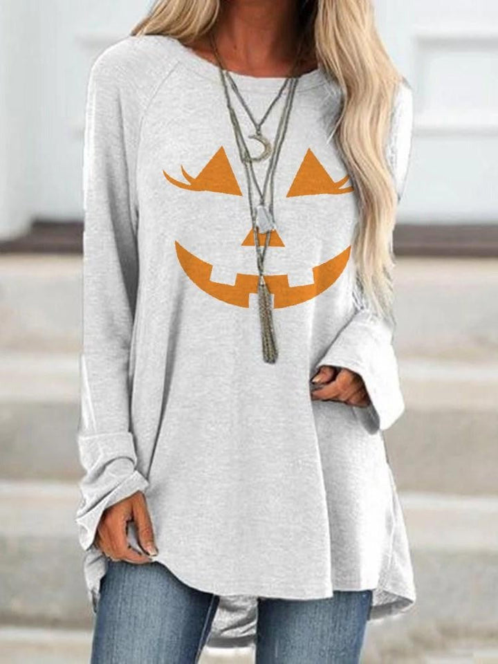 Dolores | Halloween-Inspired Scarecrow Face Print Long Sleeve Sweatshirt