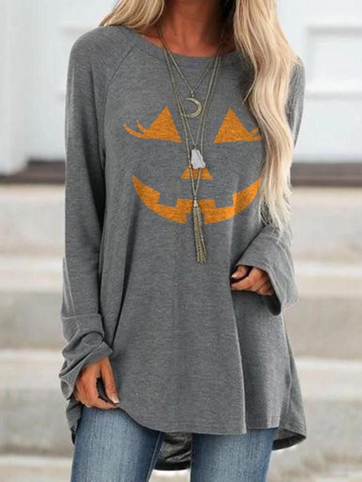 Dolores | Halloween-Inspired Scarecrow Face Print Long Sleeve Sweatshirt