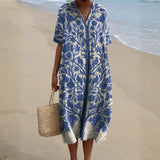 Heather - Embroidered Blue Dress