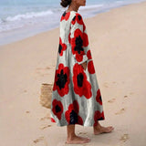 Georgia - Floral Maxi Dress in Red