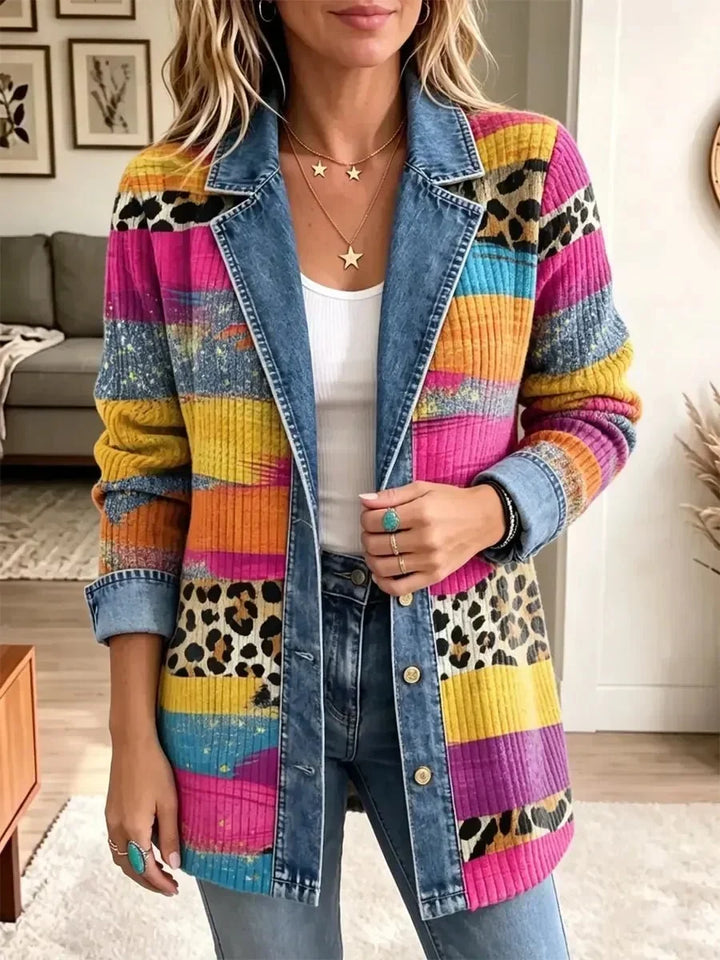 Audrey | Retro Leopard-Print Denim Jacket